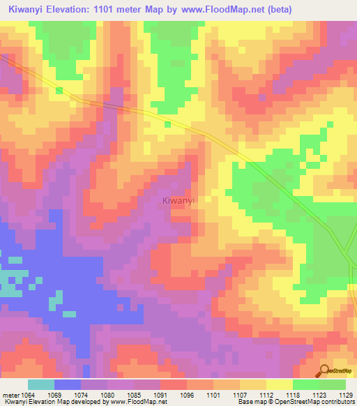 Kiwanyi,Uganda Elevation Map