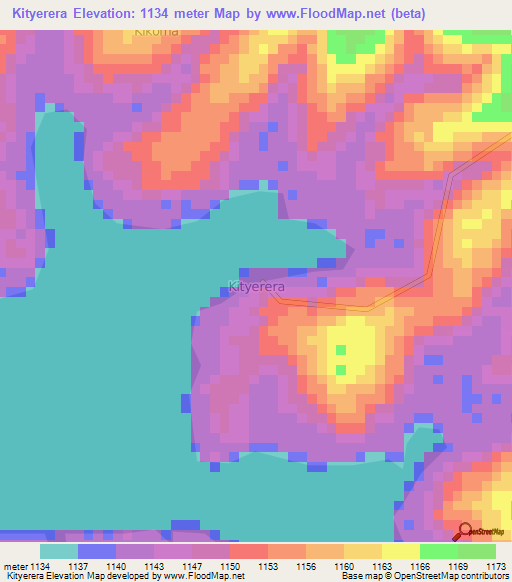 Kityerera,Uganda Elevation Map