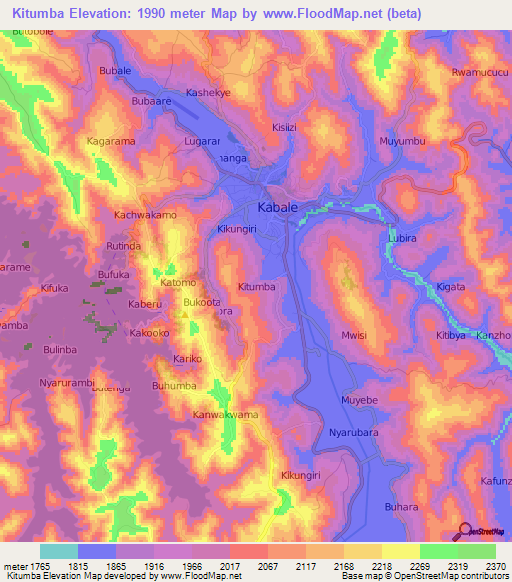 Kitumba,Uganda Elevation Map