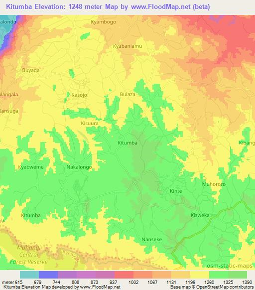 Kitumba,Uganda Elevation Map