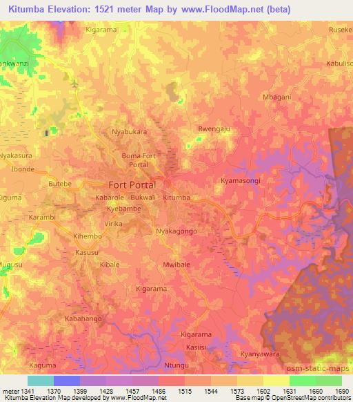 Kitumba,Uganda Elevation Map