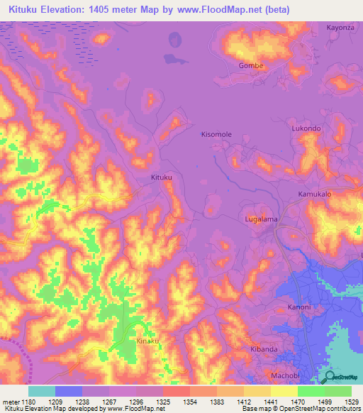 Kituku,Uganda Elevation Map