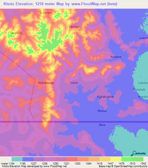 Kitoto,Uganda Elevation Map