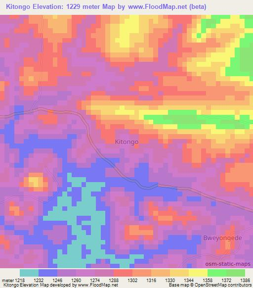 Kitongo,Uganda Elevation Map