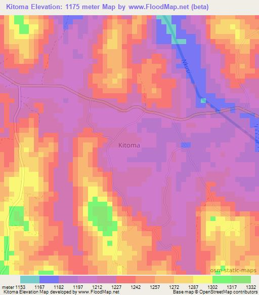 Kitoma,Uganda Elevation Map