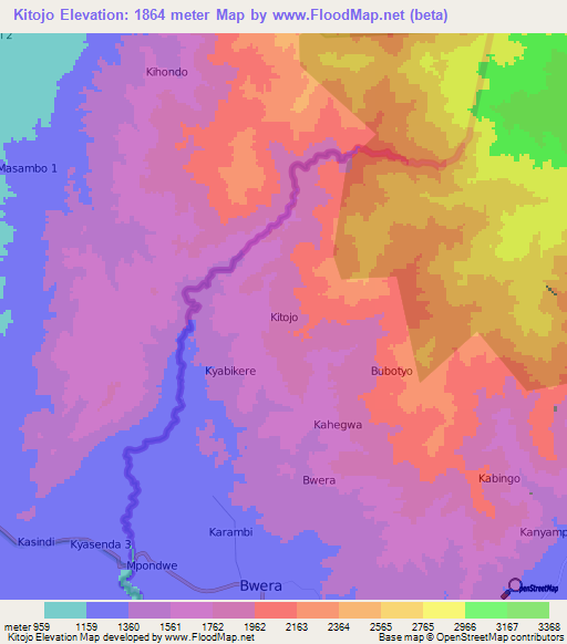 Kitojo,Uganda Elevation Map