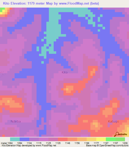 Kito,Uganda Elevation Map