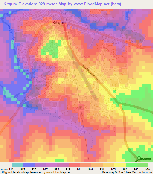 Kitgum,Uganda Elevation Map