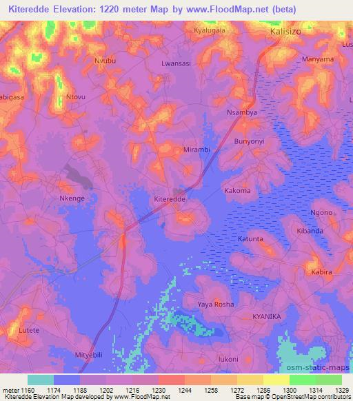 Kiteredde,Uganda Elevation Map