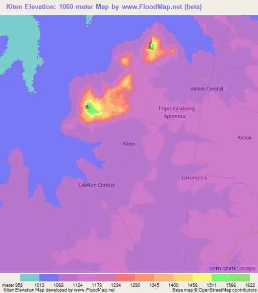 Kiten,Uganda Elevation Map