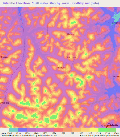 Kitembo,Uganda Elevation Map