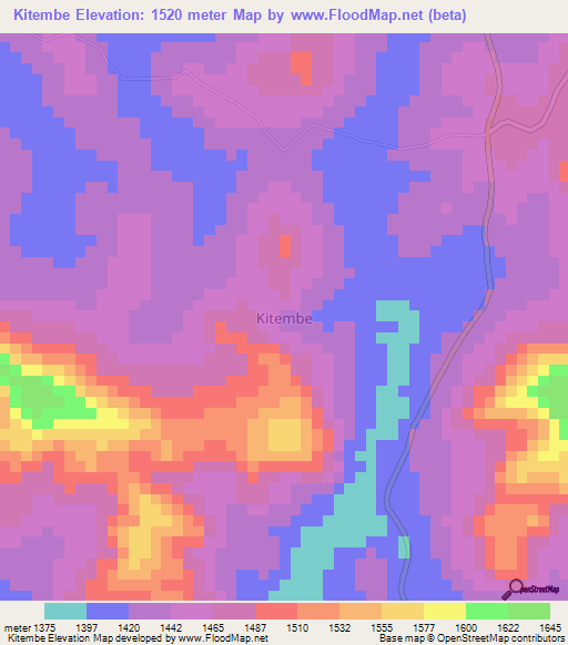 Kitembe,Uganda Elevation Map