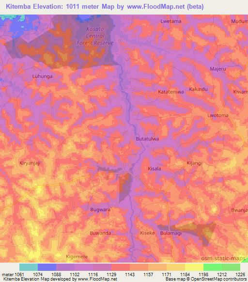 Kitemba,Uganda Elevation Map