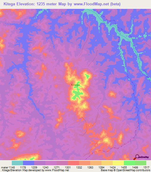 Kitega,Uganda Elevation Map