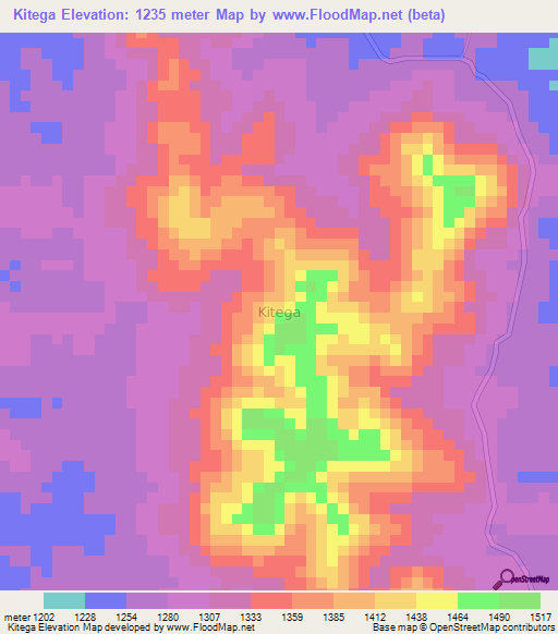 Kitega,Uganda Elevation Map