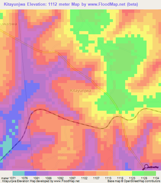Kitayunjwa,Uganda Elevation Map