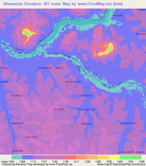 Kitawemba,Uganda Elevation Map