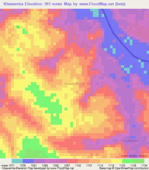 Kitawemba,Uganda Elevation Map