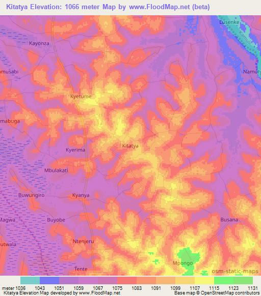 Kitatya,Uganda Elevation Map