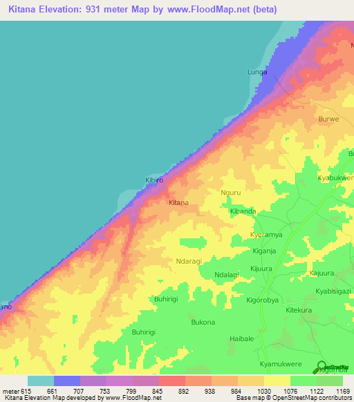 Kitana,Uganda Elevation Map