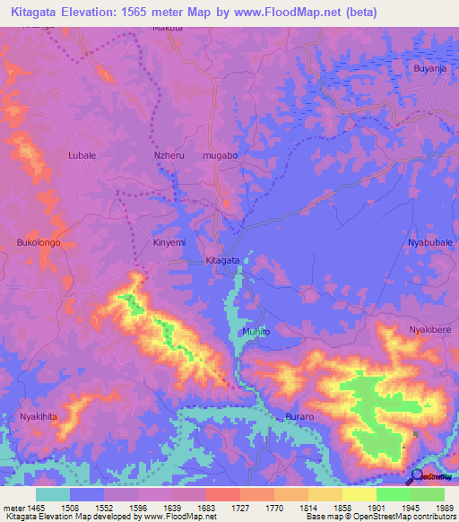 Kitagata,Uganda Elevation Map