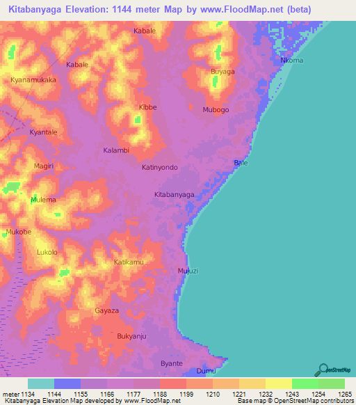 Kitabanyaga,Uganda Elevation Map
