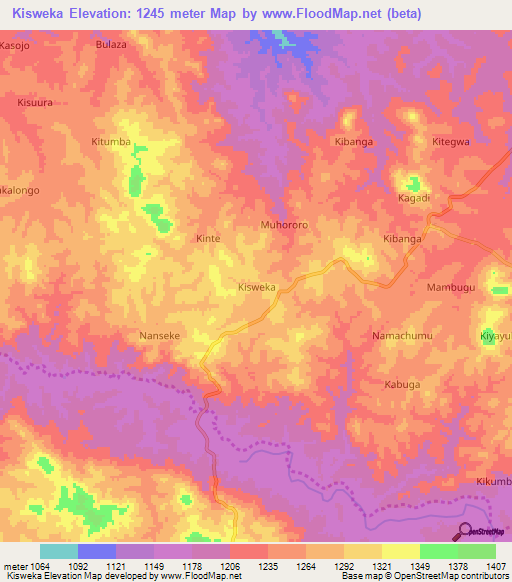 Kisweka,Uganda Elevation Map