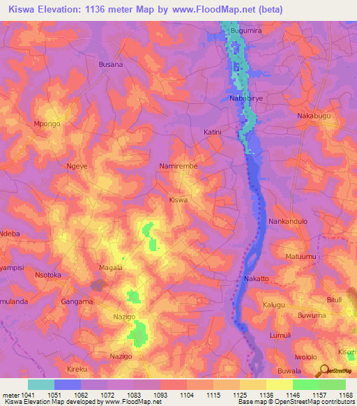 Kiswa,Uganda Elevation Map