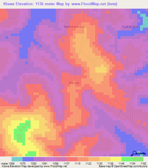 Kiswa,Uganda Elevation Map