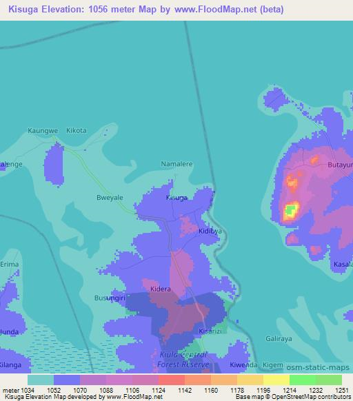 Kisuga,Uganda Elevation Map