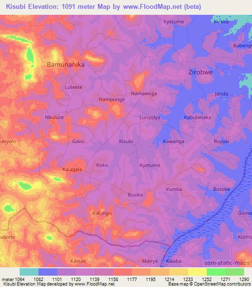 Kisubi,Uganda Elevation Map