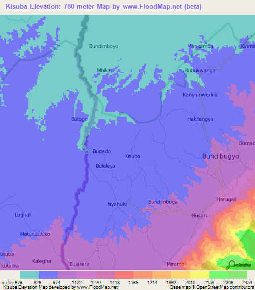 Kisuba,Uganda Elevation Map