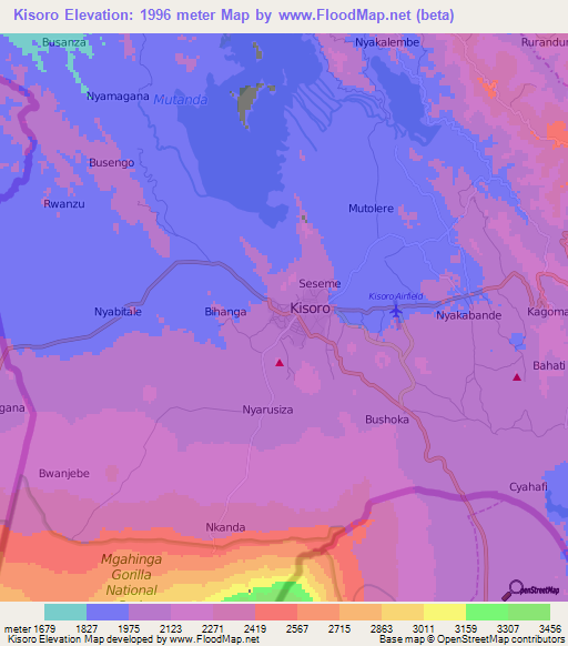 Kisoro,Uganda Elevation Map
