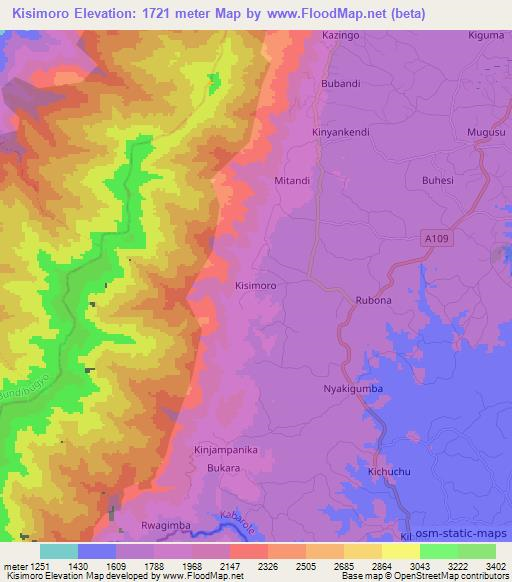 Kisimoro,Uganda Elevation Map