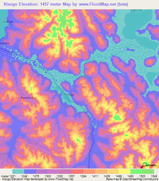 Kisogo,Uganda Elevation Map