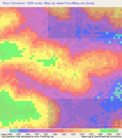 Kiso,Uganda Elevation Map