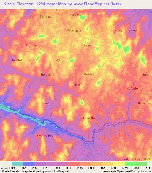 Kisele,Uganda Elevation Map