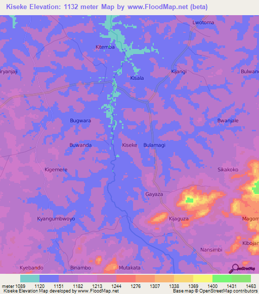 Kiseke,Uganda Elevation Map