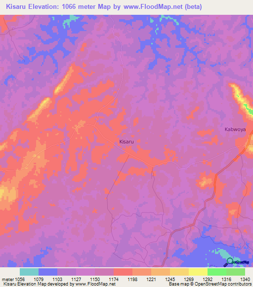 Kisaru,Uganda Elevation Map