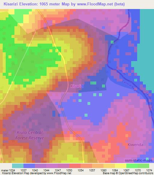 Kisarizi,Uganda Elevation Map
