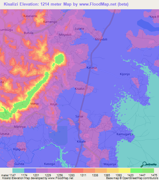 Kisalizi,Uganda Elevation Map