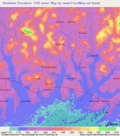 Kisalama,Uganda Elevation Map