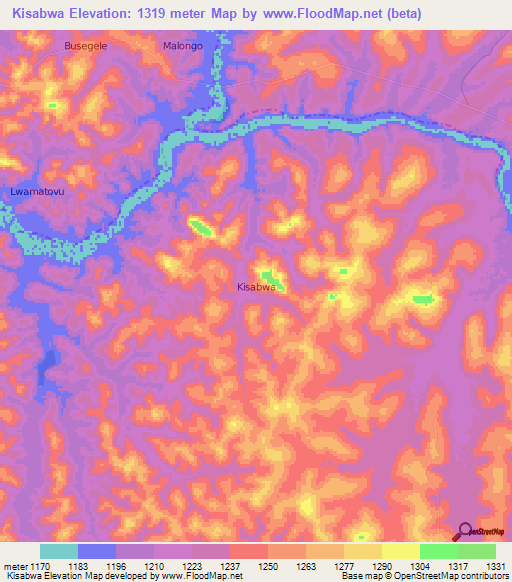 Kisabwa,Uganda Elevation Map