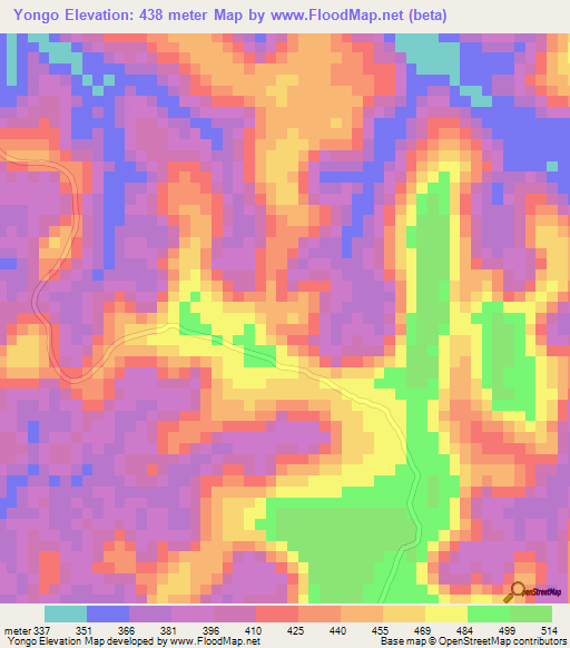 Yongo,Congo (Kinshasa) Elevation Map