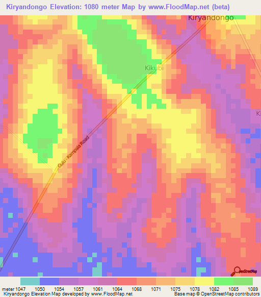 Kiryandongo,Uganda Elevation Map