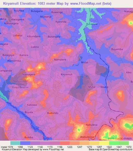 Kiryamuli,Uganda Elevation Map