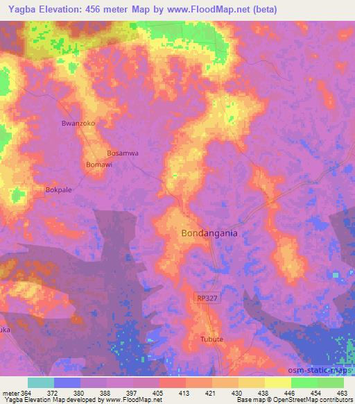 Yagba,Congo (Kinshasa) Elevation Map