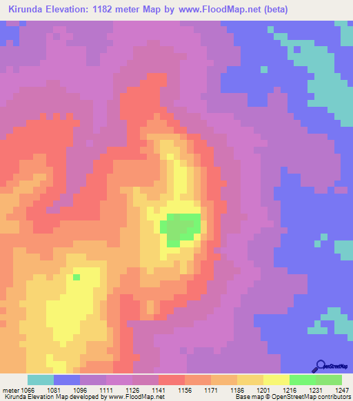 Kirunda,Uganda Elevation Map