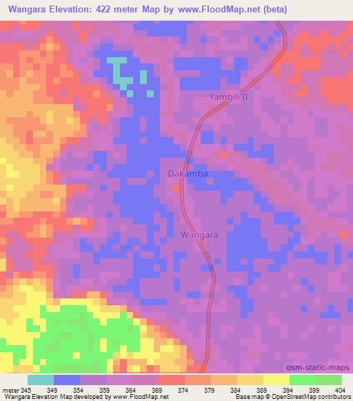 Wangara,Congo (Kinshasa) Elevation Map