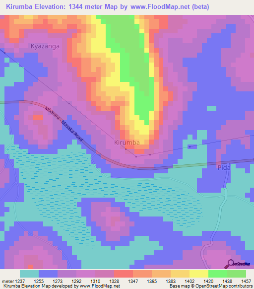 Kirumba,Uganda Elevation Map